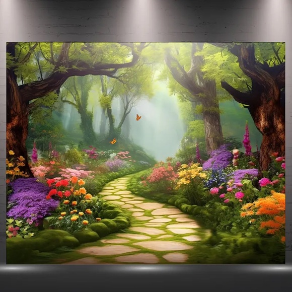 NIP backdrop for photography or live shows 5’ x 7’ Florals, Trees, Butterflies - Picture 2 of 3